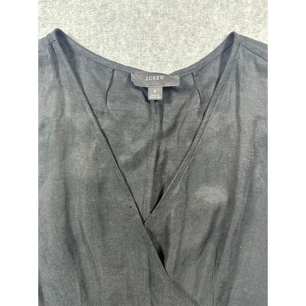 J.Crew Midi Dress Women's Size 6 Black Casual Comfort Sheath Cap Sleeve V-Neck - Picture 3 of 7